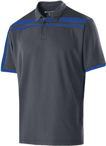 Holloway Adult 3 Button Charge Polos CARBON/ROYAL 