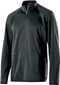 Adult 1/4 Zip Heathered Pullover Jacket Black,Maroon,Navy,Royal,Red) BLACK HEATHER Pocket