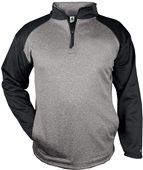 Badger Sport Adult Sport Heather 1/4 Zip Pullover STEEL/BLACK Pocket