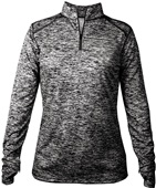 Badger Sport Ladies Blend 1/4 Zip Jackets BLACK BLEND Pocket