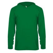 Badger Sport Adult/Youth B-Core LS Hood Tee KELLY GREEN Front