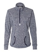 J America Ladies Cosmic Fleece 1/4 Zip Jacket NAVY FLECK-NAVY Pocket