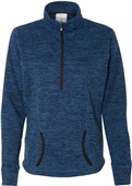 J America Ladies Cosmic Fleece 1/4 Zip Jacket ROYAL FLECK-ROYAL Pocket