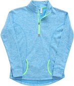 J America Ladies Cosmic Fleece 1/4 Zip Jacket ELECTRIC BLUE/NEON GREEN Pocket