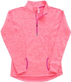 J America Ladies Cosmic Fleece 1/4 Zip Jacket FIRE CORAL/MAGENTA Pocket