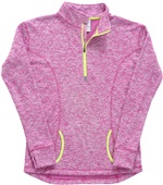 J America Ladies Cosmic Fleece 1/4 Zip Jacket MAGENTA/NEON YELLOW Pocket