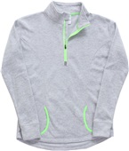 J America Ladies Cosmic Fleece 1/4 Zip Jacket ICE FLECK/NEON GREEN Pocket