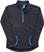 J America Ladies Cosmic Fleece 1/4 Zip Jacket ONYX FLECK/ELECTRIC BLUE Pocket
