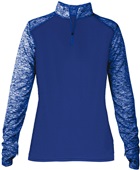 Badger Sport Ladies Sport Blend 1/4 Zip Shirt ROYAL/ROYAL BLEND Pocket
