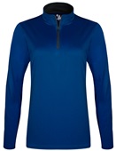 Badger Women/Girls B-Core 1/4 Zip Shirt ROYAL/GRAPHITE Pocket