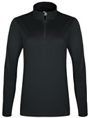 Badger Women/Girls B-Core 1/4 Zip Shirt BLACK/GRAPHITE Pocket