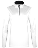 Badger Women/Girls B-Core 1/4 Zip Shirt WHITE/GRAPHITE Pocket