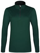 Badger Women/Girls B-Core 1/4 Zip Shirt FOREST/GRAPHITE Pocket