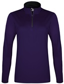 Badger Women/Girls B-Core 1/4 Zip Shirt PURPLE/GRAPHITE Pocket
