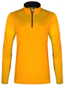 Badger Women/Girls B-Core 1/4 Zip Shirt GOLD/GRAPHITE Pocket