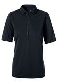 Zorrel Ladies Rockhurst Syntrel Tonal Stripe Jacquard Polo Shirt BLACK Pocket