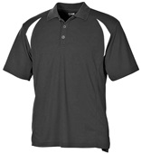 Baw Men's Colorblock Cool-Tek Polo BLACK/WHITE Pocket