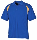 Baw Men's Colorblock Cool-Tek Polo ROYAL/GOLD Pocket