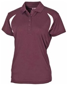 Baw Ladies Colorblock Cool-Tek Polo MAROON/WHITE Pocket