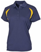 Baw Ladies Colorblock Cool-Tek Polo NAVY/GOLD Pocket