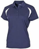 Baw Ladies Colorblock Cool-Tek Polo NAVY/WHITE Pocket