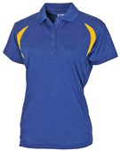 Baw Ladies Colorblock Cool-Tek Polo ROYAL/GOLD Pocket