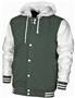 Baw Adult Youth Letterman Varsity Jacket DARK GREEN/WHITE Pocket