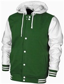 Baw Adult Youth Letterman Varsity Jacket KELLY/WHITE Pocket