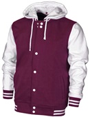 Baw Adult/Youth Letterman Varsity Jacket MAROON/WHITE Pocket