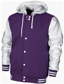 Baw Adult Youth Letterman Varsity Jacket PURPLE/WHITE Pocket