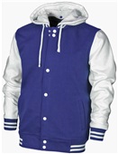 Baw Adult Youth Letterman Varsity Jacket ROYAL/WHITE Pocket
