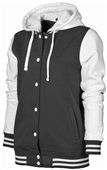 Baw Ladies Letterman Varsity Jacket BLACK/WHITE Pocket