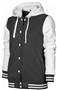Baw Ladies Letterman Varsity Jacket BLACK/WHITE Pocket