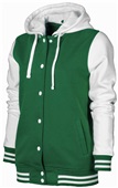 Baw Ladies Letterman Varsity Jacket KELLY/WHITE Pocket