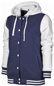 Baw Ladies Letterman Varsity Jacket NAVY/WHITE Pocket