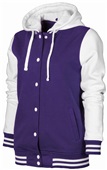 Baw Ladies Letterman Varsity Jacket PURPLE/WHITE Pocket