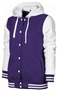 Baw Ladies Letterman Varsity Jacket PURPLE/WHITE Pocket