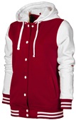 Baw Ladies Letterman Varsity Jacket RED/WHITE Pocket