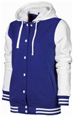 Baw Ladies Letterman Varsity Jacket ROYAL/WHITE Pocket