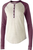 Womens Vintage Heather 2-Tone, Long Sleeve T Shirt VINTAGE BIRCH/VINTAGE MAROON Pocket