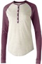 Womens Vintage Heather 2-Tone, Long Sleeve T Shirt VINTAGE BIRCH/VINTAGE MAROON Pocket