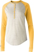 Womens Vintage Heather 2-Tone, Long Sleeve T Shirt VINTAGE BIRCH/VINTAGE LIGHT GOLD Pocket