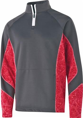 Adult Front Pouch Pocket 1/4 Zip Pullover Fleece Jacket (Black