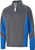 Adult Front Pouch Pocket 1/4 Zip Pullover Fleece Jacket (Black,Gold,Navy,Orange,Royal,Red) CARBON/ROYAL/WHITE Pocket