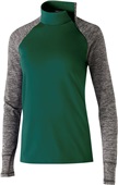 Holloway Ladies Affirm 1/4 Zip Pullover Shirt FOREST/ CARBON HEATHER Pocket