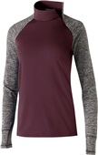 Holloway Ladies Affirm 1/4 Zip Pullover Shirt MAROON/ CARBON HEATHER Pocket