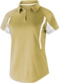 Womens Short Sleeve V-Neck Polo Shirt (Black,Brown,Cardinal,Forest,Kelly,Maroon,Blue,Gold), VEGAS GOLD/WHITE Pocket