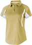 Womens Short Sleeve V-Neck Polo Shirt (Black,Brown,Cardinal,Forest,Kelly,Maroon,Blue,Gold), VEGAS GOLD/WHITE Pocket