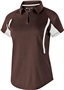 Womens Short Sleeve V-Neck Polo Shirt (Black,Brown,Cardinal,Forest,Kelly,Maroon,Blue,Gold), BROWN/WHITE Pocket