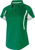 Womens Short Sleeve V-Neck Polo Shirt (Black,Brown,Cardinal,Forest,Kelly,Maroon,Blue,Gold), KELLY/WHITE Pocket